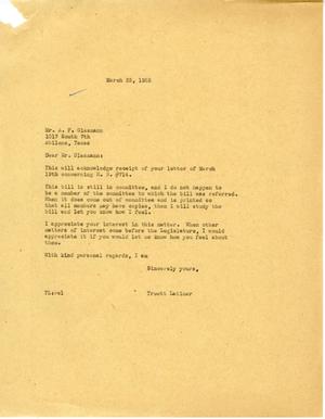 [Letter from Truett Latimer to A. F. Glasmann, March 23, 1955]