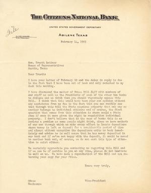 [Letter from Oliver Howard to Truett Latimer, February 14, 1955]