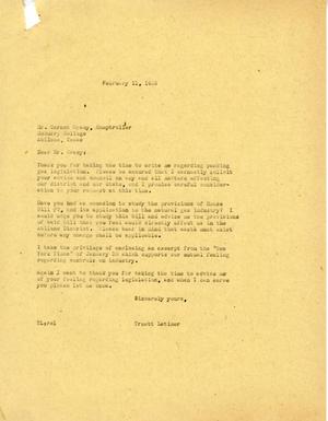 [Letter from Truett Latimer to Gernet Gracy, February 11, 1955]
