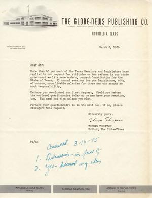 [Letter from Thomas Thompson, March 8, 1956]