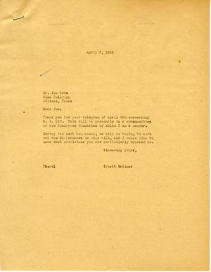 [Letter from Truett Latimer to Joe Grba, April 7, 1955]