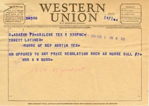 [Letter from Mrs. A. W. Goss to Truett Latimer, February 1, 1955]