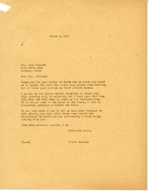 [Letter from Truett Latimer to Mrs. Zula Gilliam, March 6, 1955]