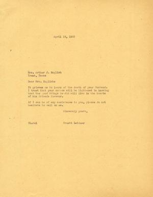 [Letter from Truett Latimer to Arthur J. English, April 18, 1955]