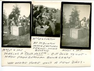 Primary view of object titled '[Men on a German Bomb Crate]'.