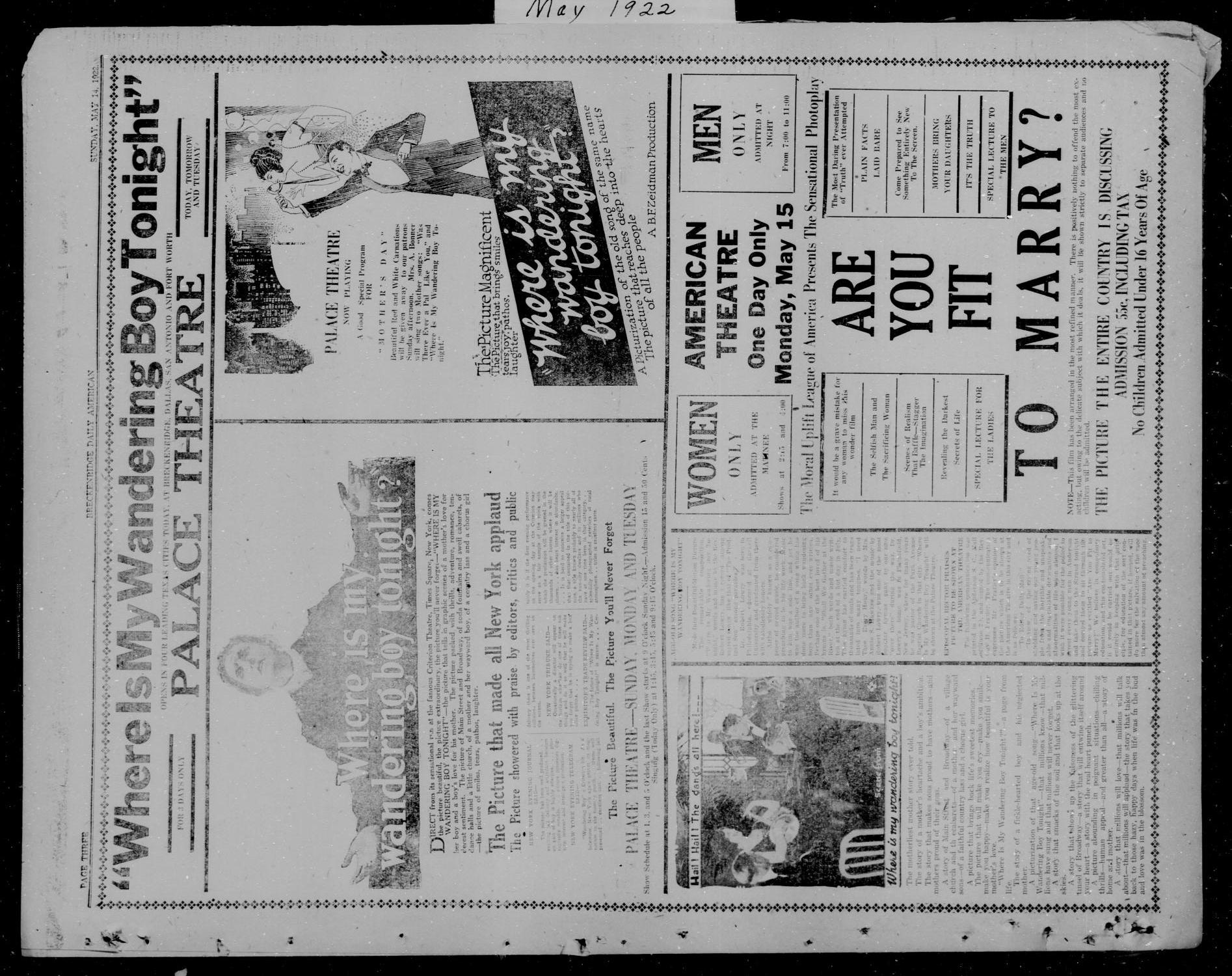 The Breckenridge Daily American (Breckenridge, Tex), Vol. 2, No. 272, Ed. 1, Sunday, May 14, 1922
                                                
                                                    [Sequence #]: 3 of 8
                                                