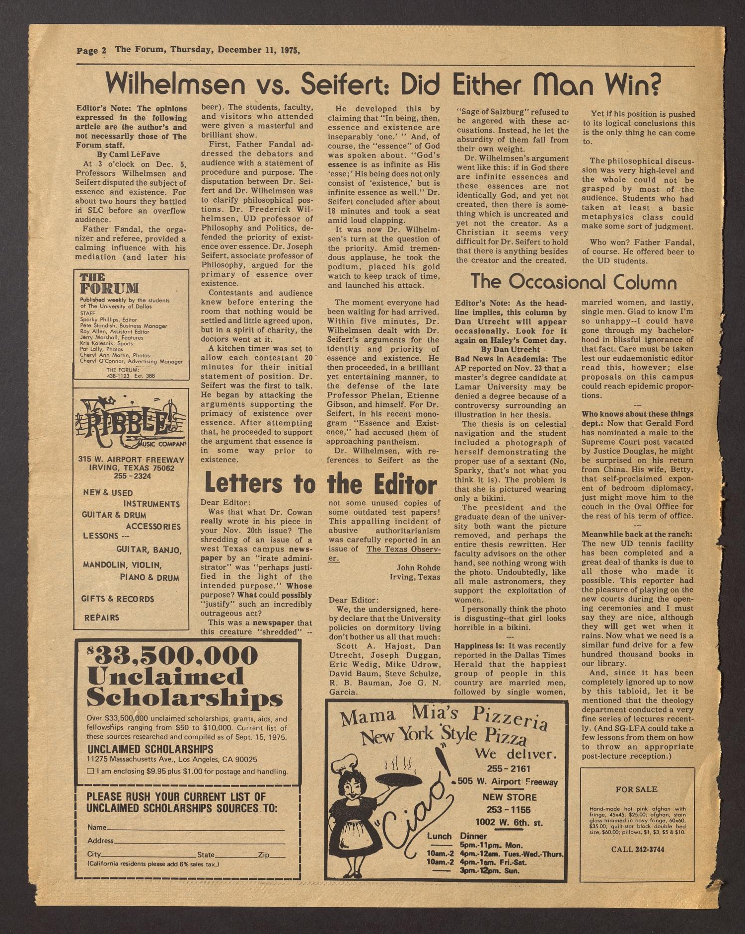 The Forum (Irving, Tex.), Vol. [3], No. [9], Ed. 1 Thursday, December 11, 1975
                                                
                                                    [Sequence #]: 2 of 4
                                                