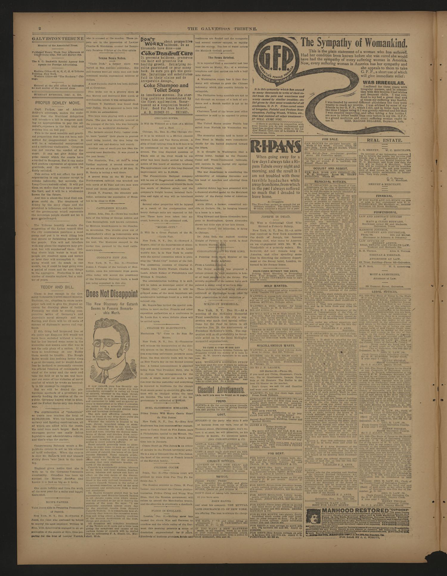 Galveston Tribune. (Galveston, Tex.), Vol. 22, No. 35, Ed. 1 Tuesday, December 31, 1901
                                                
                                                    [Sequence #]: 2 of 4
                                                