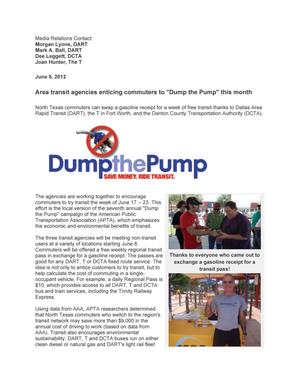 Area transit agencies enticing commuters to "Dump the Pump" this month