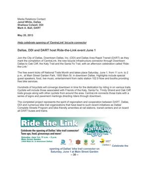 Dallas, DDI and DART host Ride-the-Link event June 1