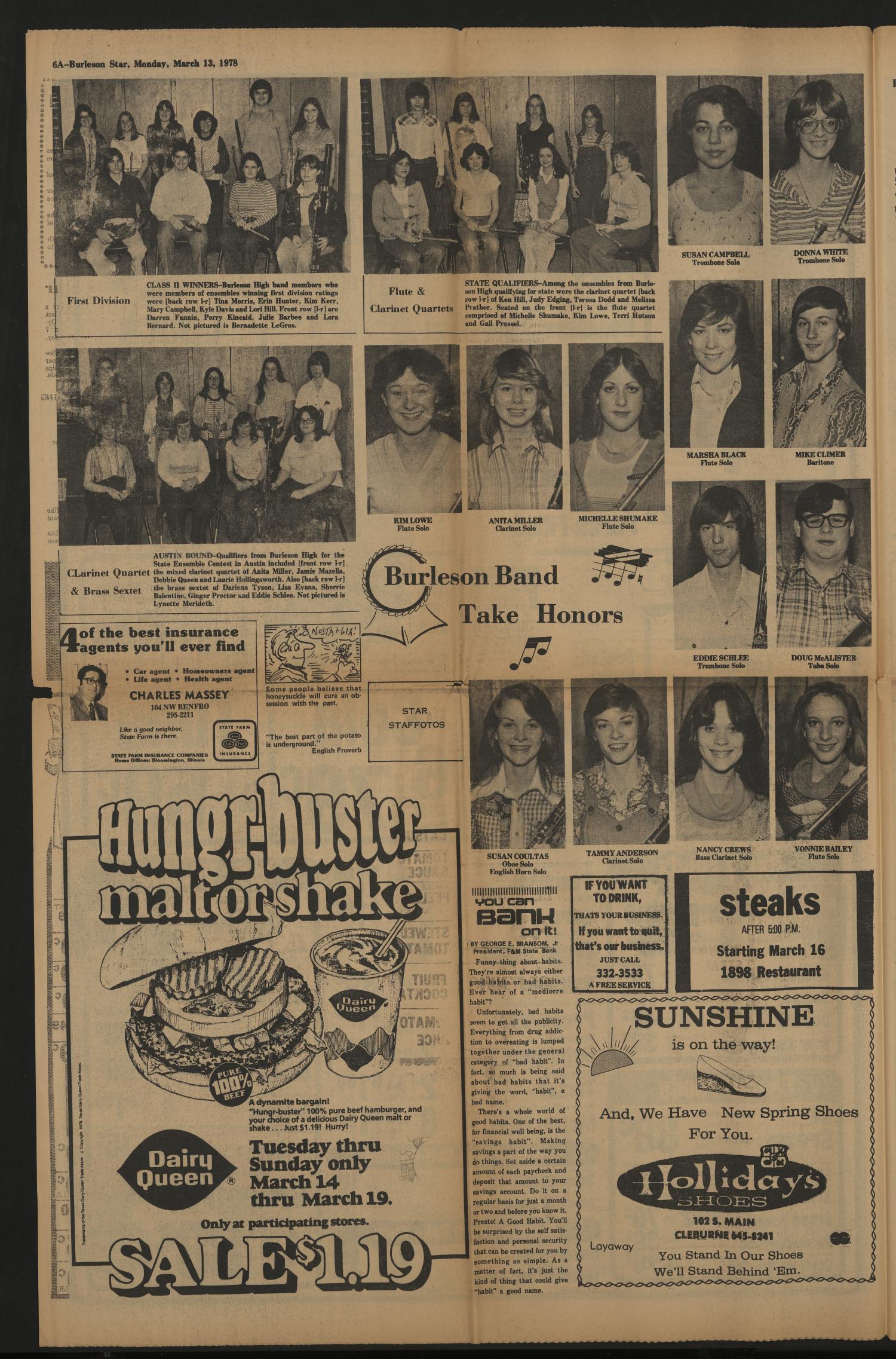 Burleson Star (Burleson, Tex.), Vol. 13, No. 40, Ed. 1 Monday, March 13, 1978
                                                
                                                    [Sequence #]: 6 of 12
                                                