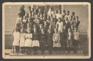 Primary view of object titled '[Postcard of African American Children on School Steps]'.