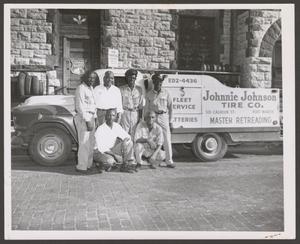 [6 Men with Johnnie Johnson Tire Co. Truck]