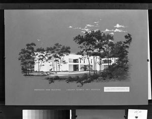 Primary view of object titled '[Laguna Gloria Art Building proposal sketch]'.