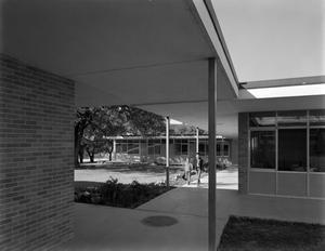 Primary view of object titled '[Two Boys at School Building]'.