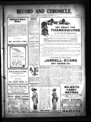 Record and Chronicle. (Denton, Tex.), Vol. 11, No. 82, Ed. 1 Friday, November 18, 1910