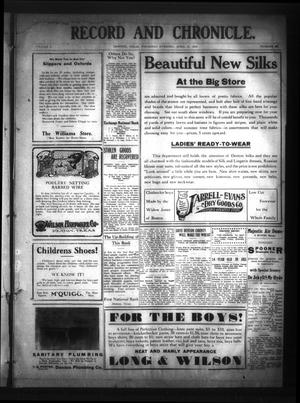 Record and Chronicle. (Denton, Tex.), Vol. 10, No. 214, Ed. 1 Thursday, April 21, 1910