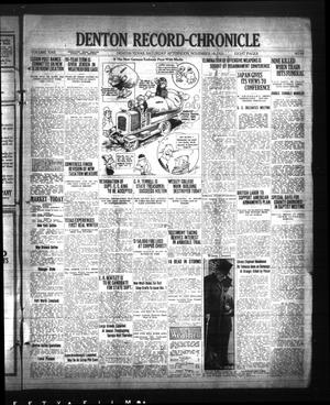 Primary view of object titled 'Denton Record-Chronicle (Denton, Tex.), Vol. 22, No. 84, Ed. 1 Saturday, November 19, 1921'.