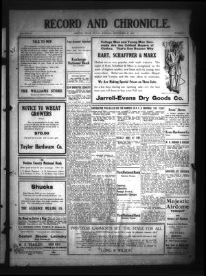 Record and Chronicle. (Denton, Tex.), Vol. 11, No. 40, Ed. 1 Friday, September 30, 1910