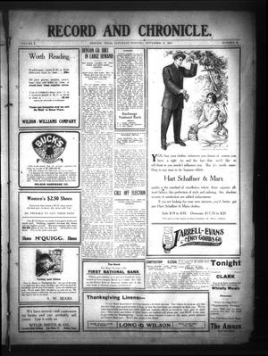 Record and Chronicle. (Denton, Tex.), Vol. 10, No. 84, Ed. 1 Saturday, November 20, 1909