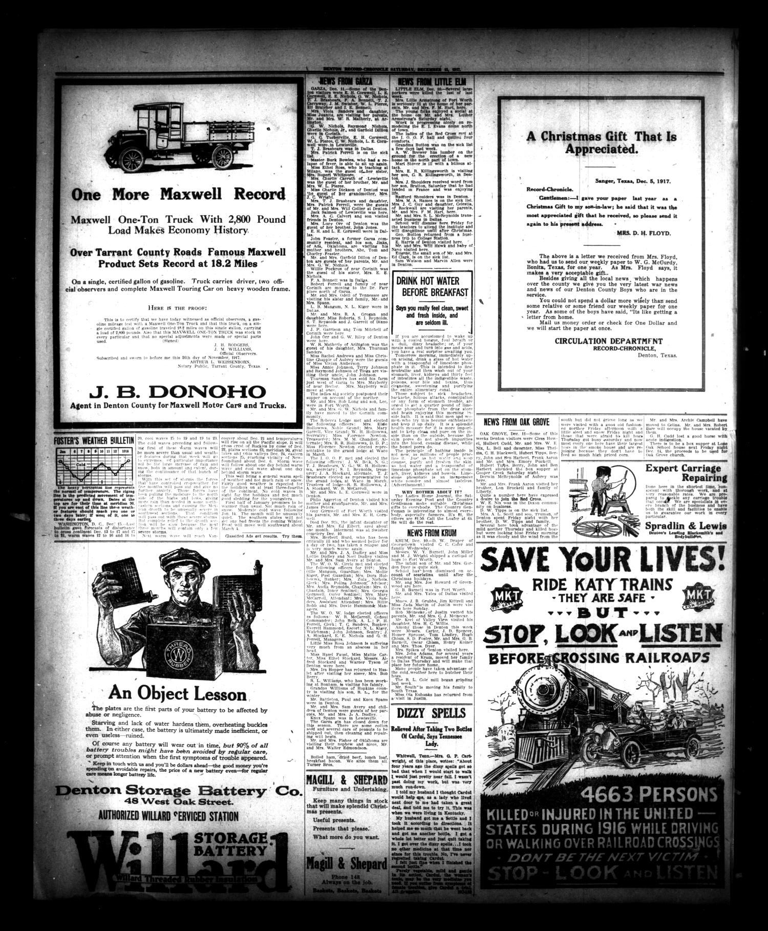 Denton Record-Chronicle. (Denton, Tex.), Vol. 18, No. 107, Ed. 1 Saturday, December 15, 1917
                                                
                                                    [Sequence #]: 4 of 6
                                                