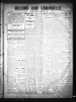 Record and Chronicle. (Denton, Tex.), Vol. 28, No. 45, Ed. 1 Thursday, June 16, 1910