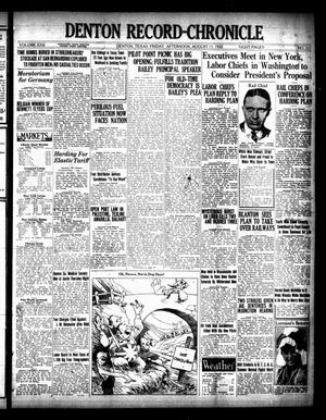 Denton Record-Chronicle (Denton, Tex.), Vol. 22, No. 311, Ed. 1 Friday, August 11, 1922