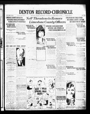 Primary view of object titled 'Denton Record-Chronicle (Denton, Tex.), Vol. 22, No. 162, Ed. 1 Saturday, February 18, 1922'.