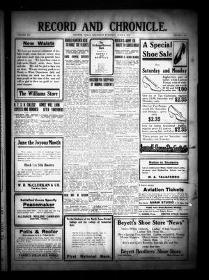 Record and Chronicle. (Denton, Tex.), Vol. 12, No. 251, Ed. 1 Thursday, June 6, 1912