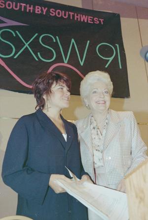 Primary view of object titled '[Ann Richards and Rosanne Cash at South by Southwest]'.