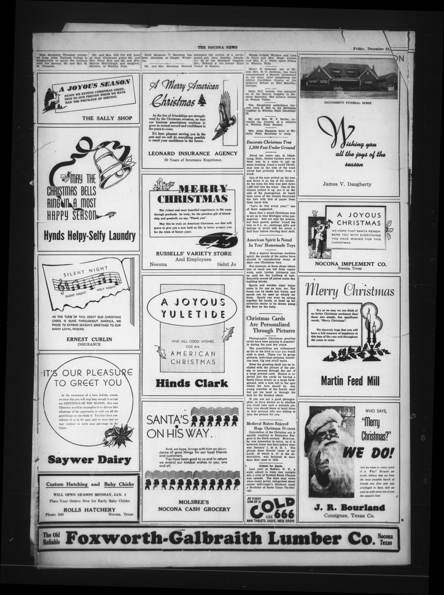 The Nocona News (Nocona, Tex.), Vol. 38, No. 25, Ed. 1 Friday, December 25, 1942
                                                
                                                    [Sequence #]: 6 of 8
                                                