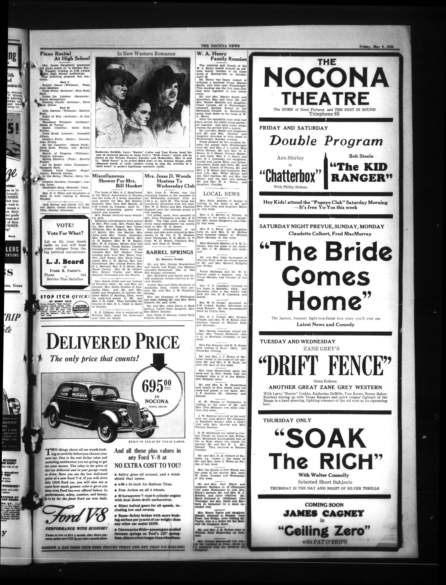 The Nocona News (Nocona, Tex.), Vol. 31, No. 47, Ed. 1 Friday, May 8, 1936
                                                
                                                    [Sequence #]: 3 of 8
                                                