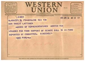 [Letter from Dub Pool to Truett Latimer, April 14, 1955]