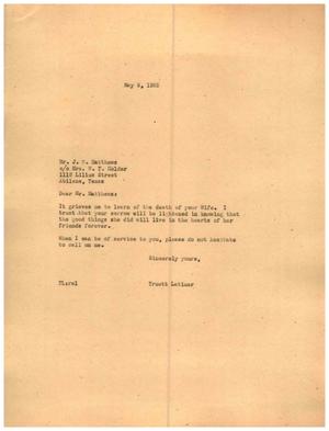 [Letter from Truett Latimer to J. W. Matthews, May 9, 1955]
