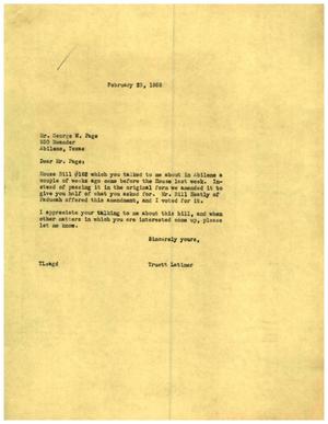 [Letter from Truett Latimer to George W. Page, February 23, 1955]