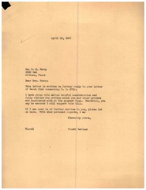 [Letter from Truett Latimer to Mrs. O. M. Perry, April 19, 1955]