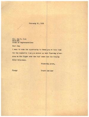 [Letter from Truett Latimer to Joe R. Pool, February 23, 1955]