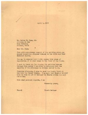 [Letter from Truett Latimer to Walter S. Pope, Jr., April 4, 1955]