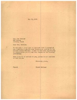 [Letter from Truett Latimer to Mrs. Ena Parsons, May 30, 1955]