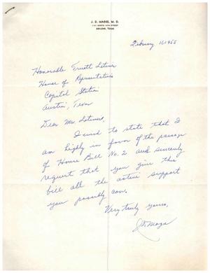 [Letter from J. D. Magee to Truett Latimer, February 11, 1955]