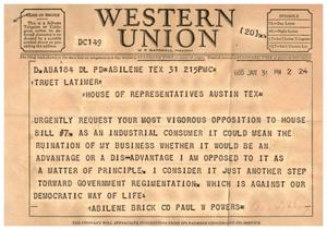 [Letter from Paul W. Powers to Truett Latimer, January 31, 1955]