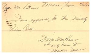 [Letter from D. M. Mathews to Truett Latimer, April 4, 1955]