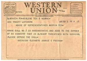 [Letter from Jimmie C. Paxton to Truett Latimer, 1955-02-02]