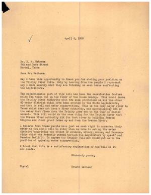 [Letter from Truett Latimer to D. M. Mathews, April 6, 1955]