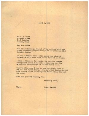 [Letter from Truett Latimer to A. F. Nemir, April 4, 1955]