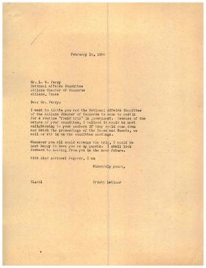 [Letter from Truett Latimer to L. S. Perry, February 16, 1955]