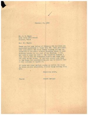 [Letter from Truett Latimer to Dr. J. C. Magee, February 10, 1955]