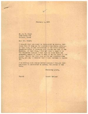 [Letter from Truett Latimer to R. W. Pruet, February 9, 1955]
