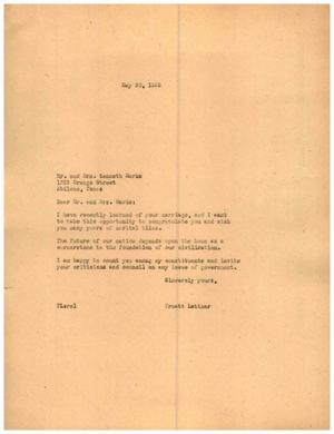 [Letter from Truett Latimer to Mr. and Mrs. Kenneth Marks, May 30, 1955]