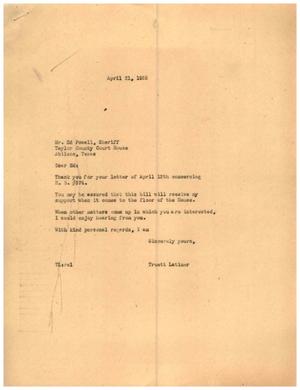 [Letter from Truett Latimer to Ed Powell, April 21, 1955]